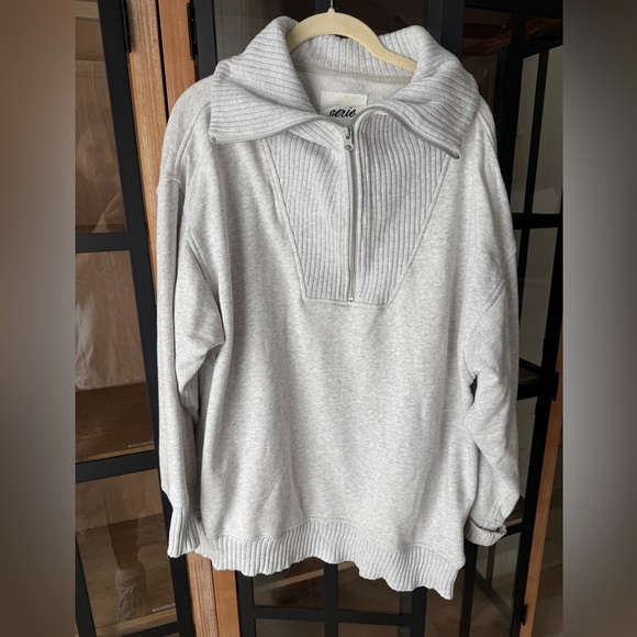 aerie Tops - Aerie 1/4 half zipped sweatshirt Quarter Pullover Sweater oversized Cotton Cozy